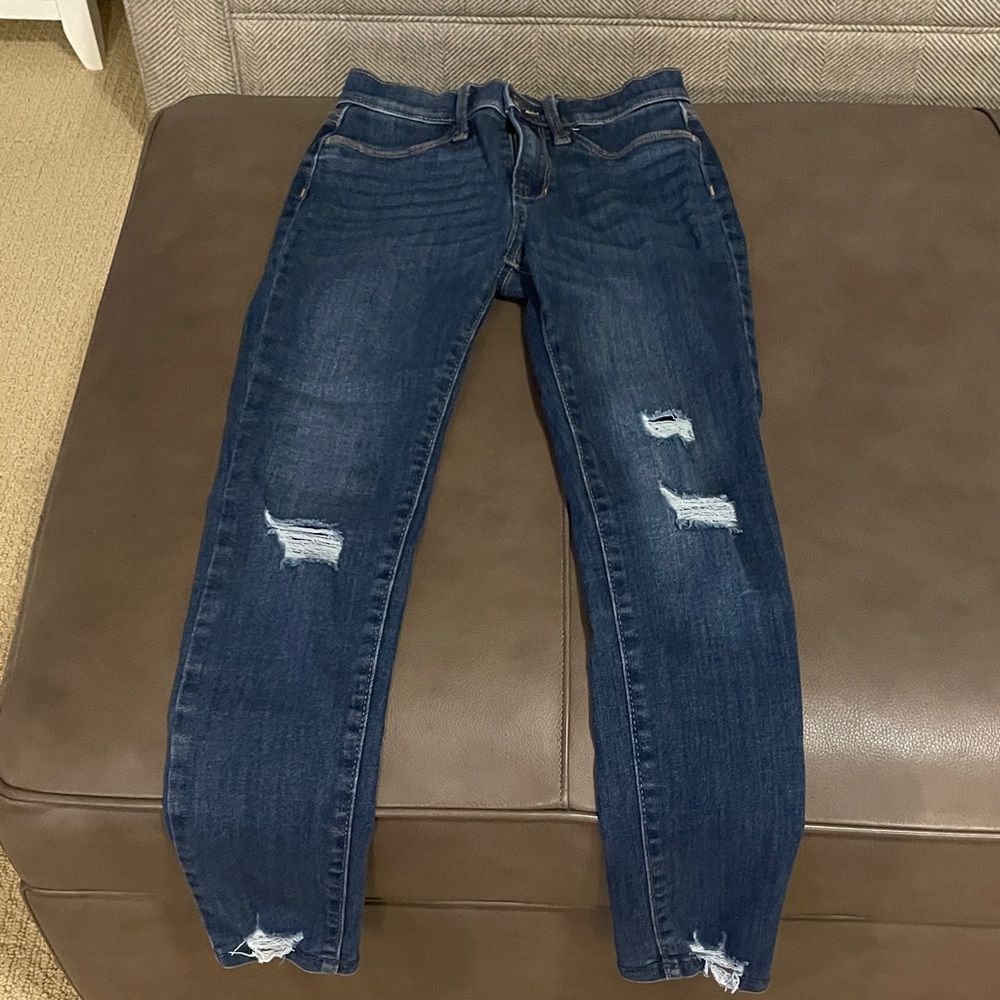 Old Navy girls Dark Blue Distressed Skinny Jeans